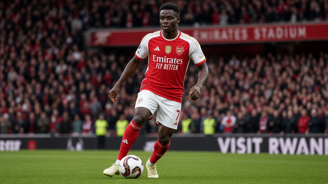 Pemain Arsenal dengan seragam kandang merah-putih