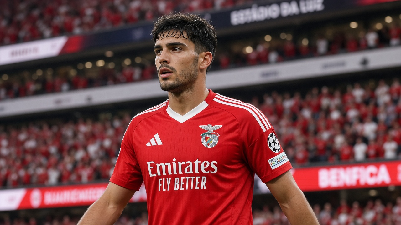 Pemain Benfica dengan seragam merah Águias