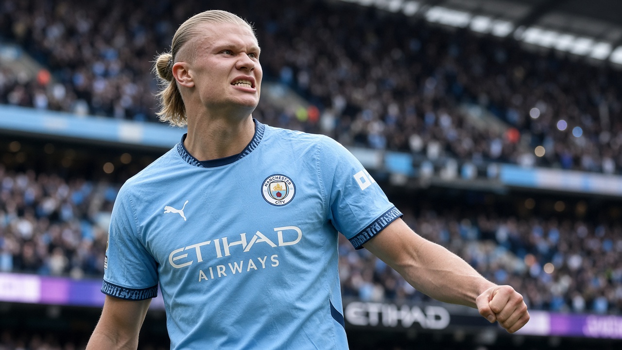 Pemain Manchester City dengan seragam sky blue